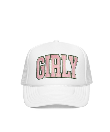 Girly Embroidery Trucker White